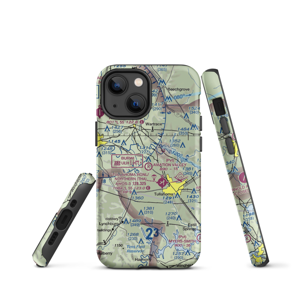 The Aviation Valley Airport (6TN4) VFR Sectional  Tough iPhone Case iPhone 13 mini model shown