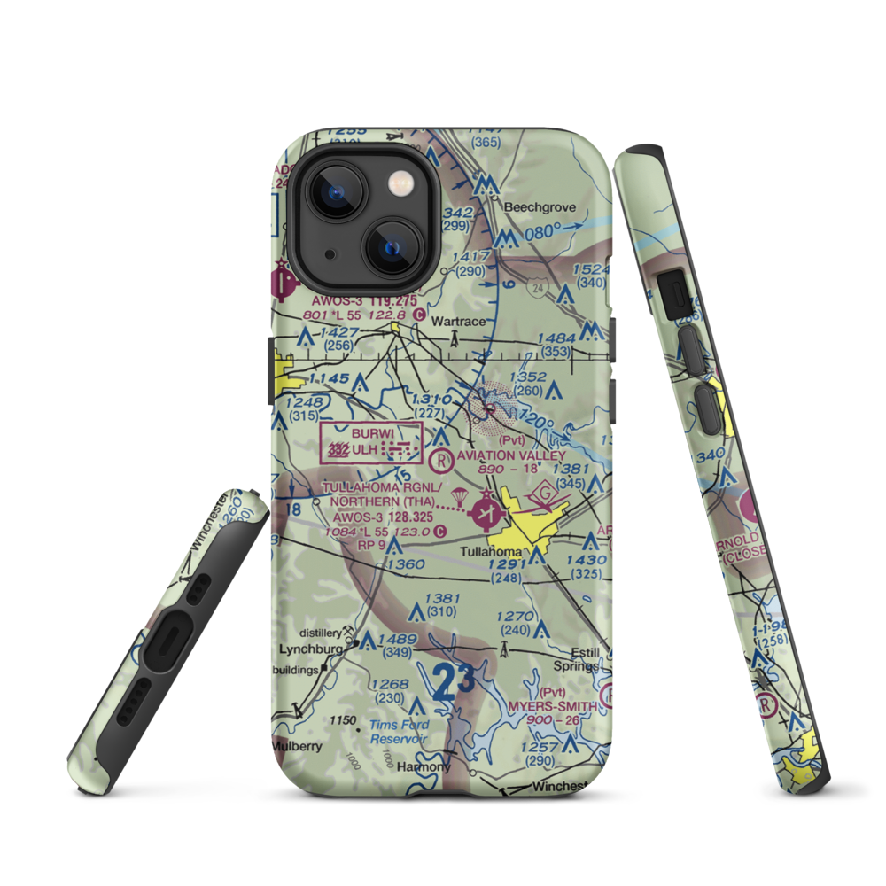 The Aviation Valley Airport (6TN4) VFR Sectional  Tough iPhone Case iPhone 13 model shown