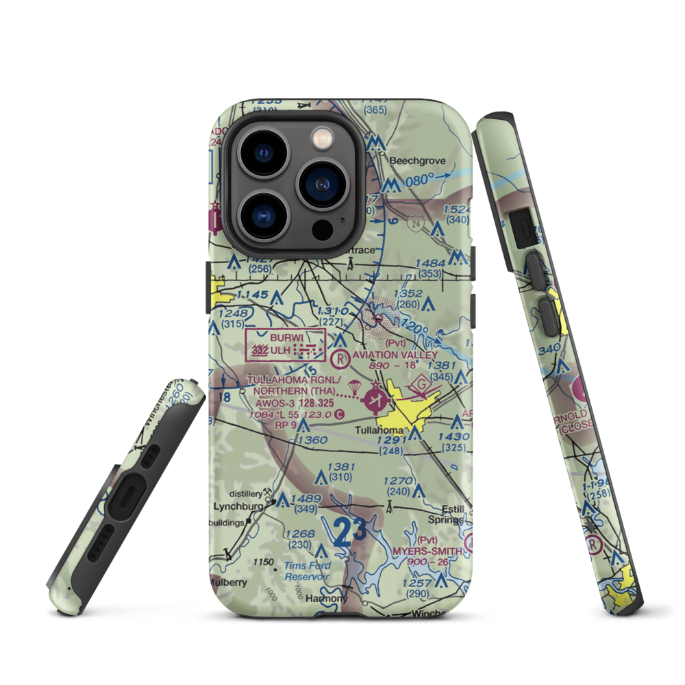 The Aviation Valley Airport (6TN4) VFR Sectional  Tough iPhone Case iPhone 13 Pro model shown
