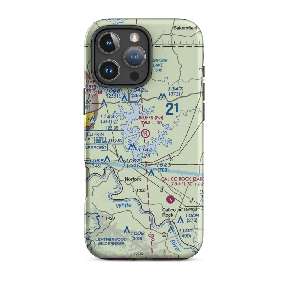 The Bluffs Airport (75AR) VFR Sectional  Tough iPhone Case iPhone 16 Pro Max model shown