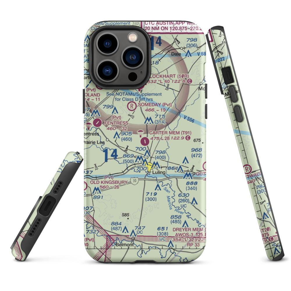 The Carter Memorial Airport (T91) VFR Sectional  Tough iPhone Case iPhone 13 Pro Max model shown