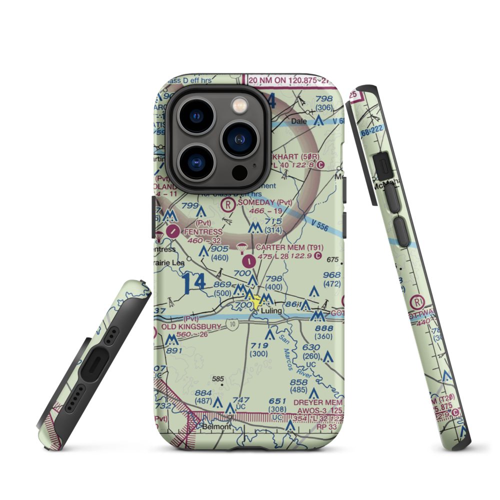 The Carter Memorial Airport (T91) VFR Sectional  Tough iPhone Case iPhone 14 Pro model shown