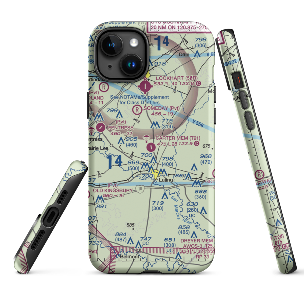 The Carter Memorial Airport (T91) VFR Sectional  Tough iPhone Case iPhone 15 Plus model shown