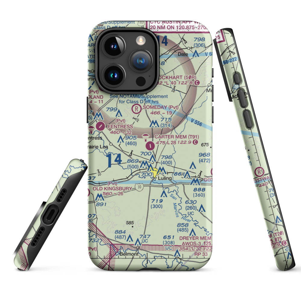 The Carter Memorial Airport (T91) VFR Sectional  Tough iPhone Case iPhone 15 Pro Max model shown