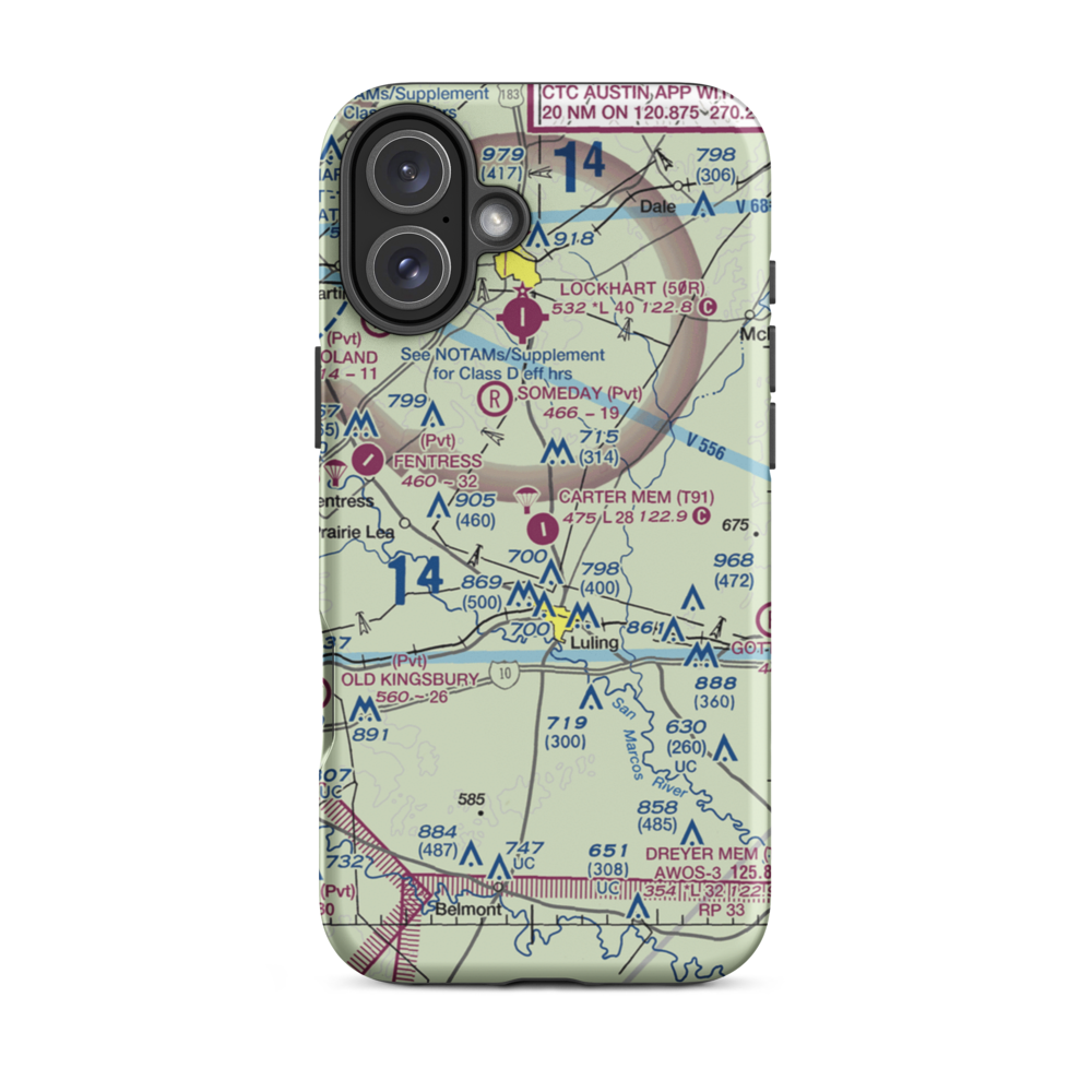 The Carter Memorial Airport (T91) VFR Sectional  Tough iPhone Case iPhone 16 Plus model shown