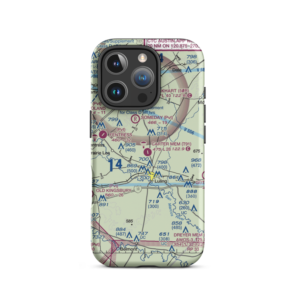 The Carter Memorial Airport (T91) VFR Sectional  Tough iPhone Case iPhone 16 Pro model shown