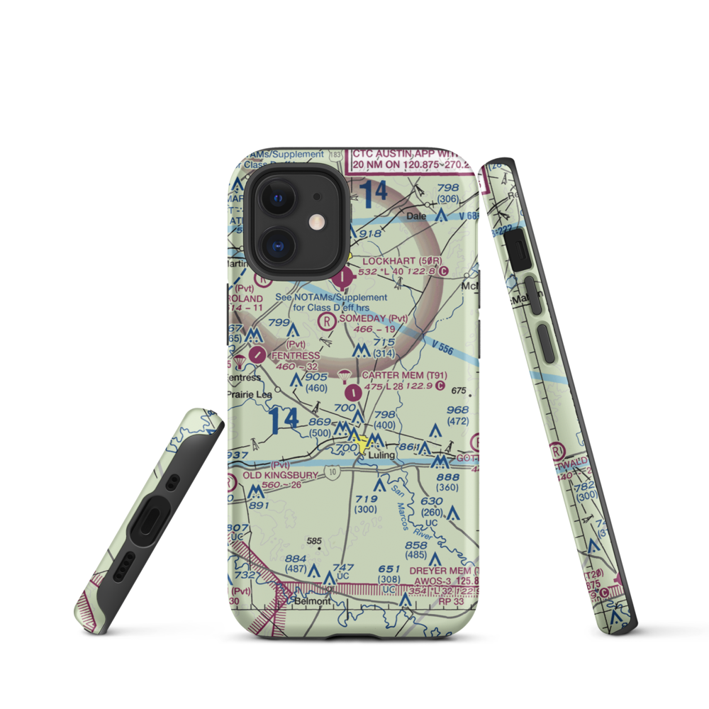 The Carter Memorial Airport (T91) VFR Sectional  Tough iPhone Case iPhone 12 mini model shown