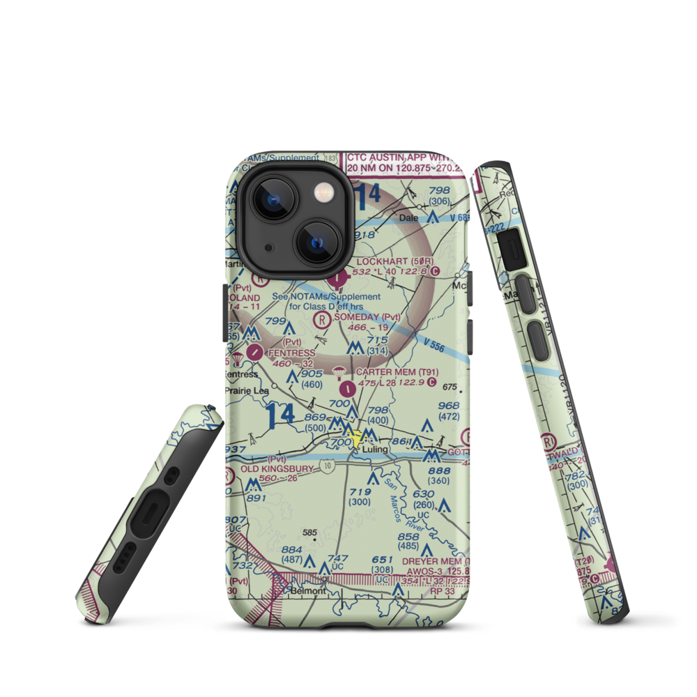 The Carter Memorial Airport (T91) VFR Sectional  Tough iPhone Case iPhone 13 mini model shown
