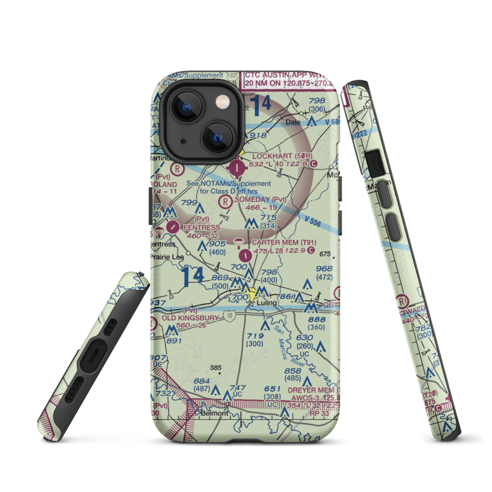 The Carter Memorial Airport (T91) VFR Sectional  Tough iPhone Case iPhone 13 model shown