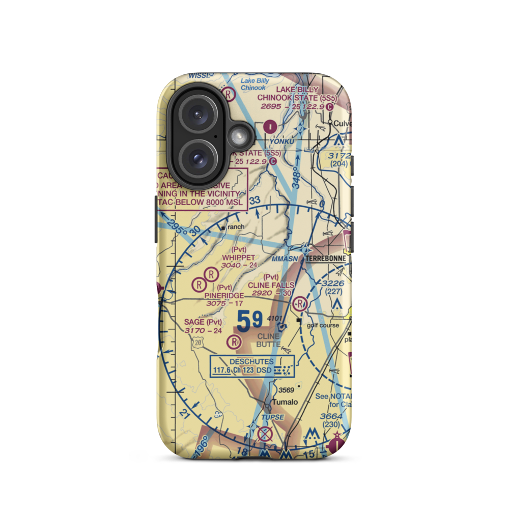 The Citadel Airport (61OR) VFR Sectional  Tough iPhone Case iPhone 16 model shown