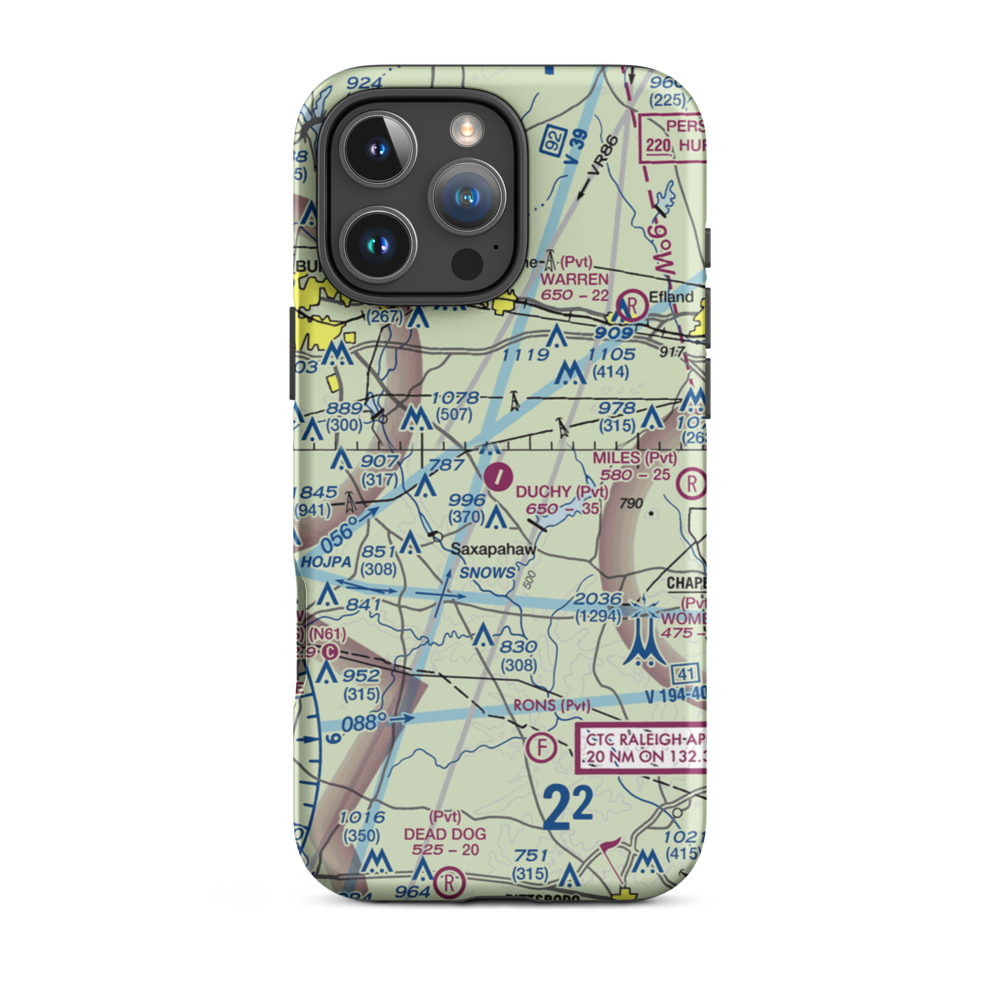 The Duchy Airport (5NC5) VFR Sectional  Tough iPhone Case iPhone 16 Pro Max model shown