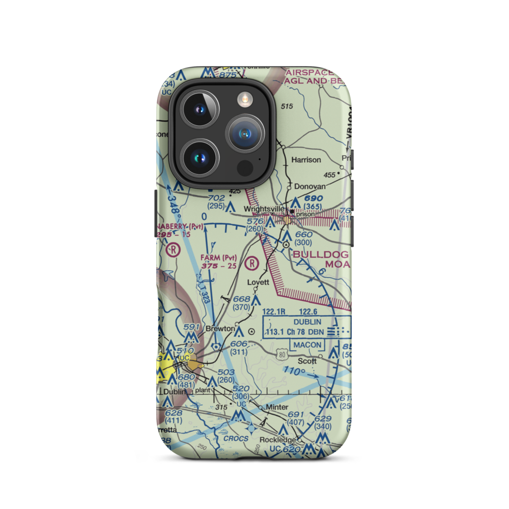 The Farm Airport (01GE) VFR Sectional  Tough iPhone Case iPhone 16 Pro model shown