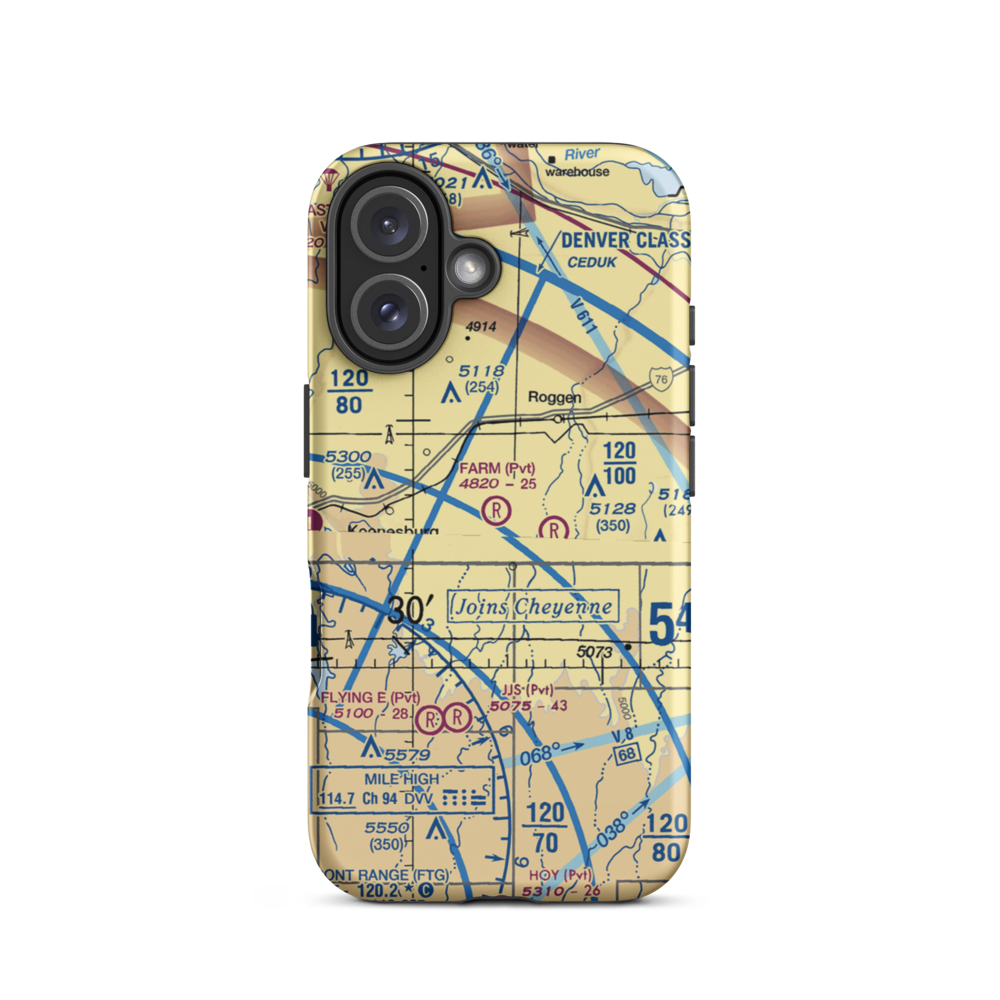 The Farm Airport (62CO) VFR Sectional  Tough iPhone Case iPhone 16 model shown
