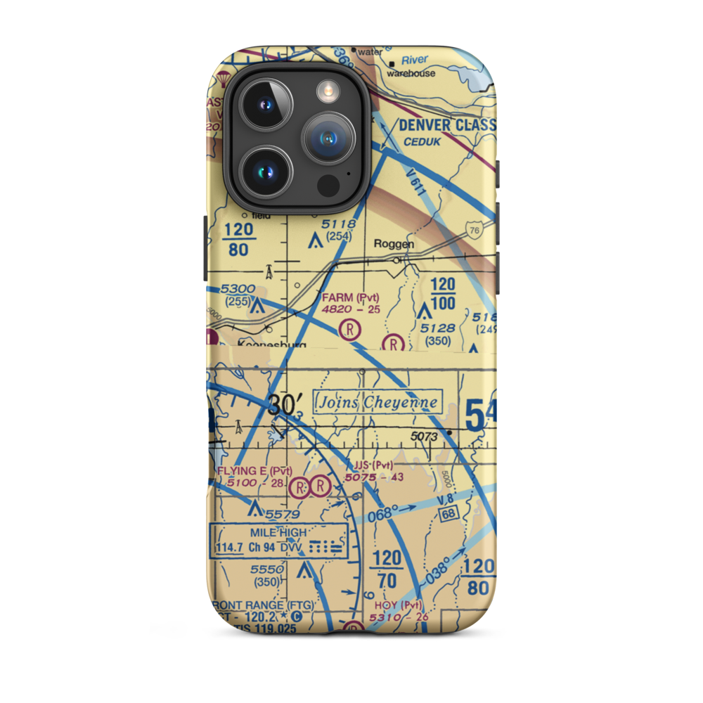 The Farm Airport (62CO) VFR Sectional  Tough iPhone Case iPhone 16 Pro Max model shown