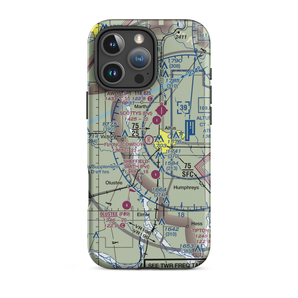 The Flying Cowboy Airport (91OK) VFR Sectional  Tough iPhone Case iPhone 16 Pro Max model shown