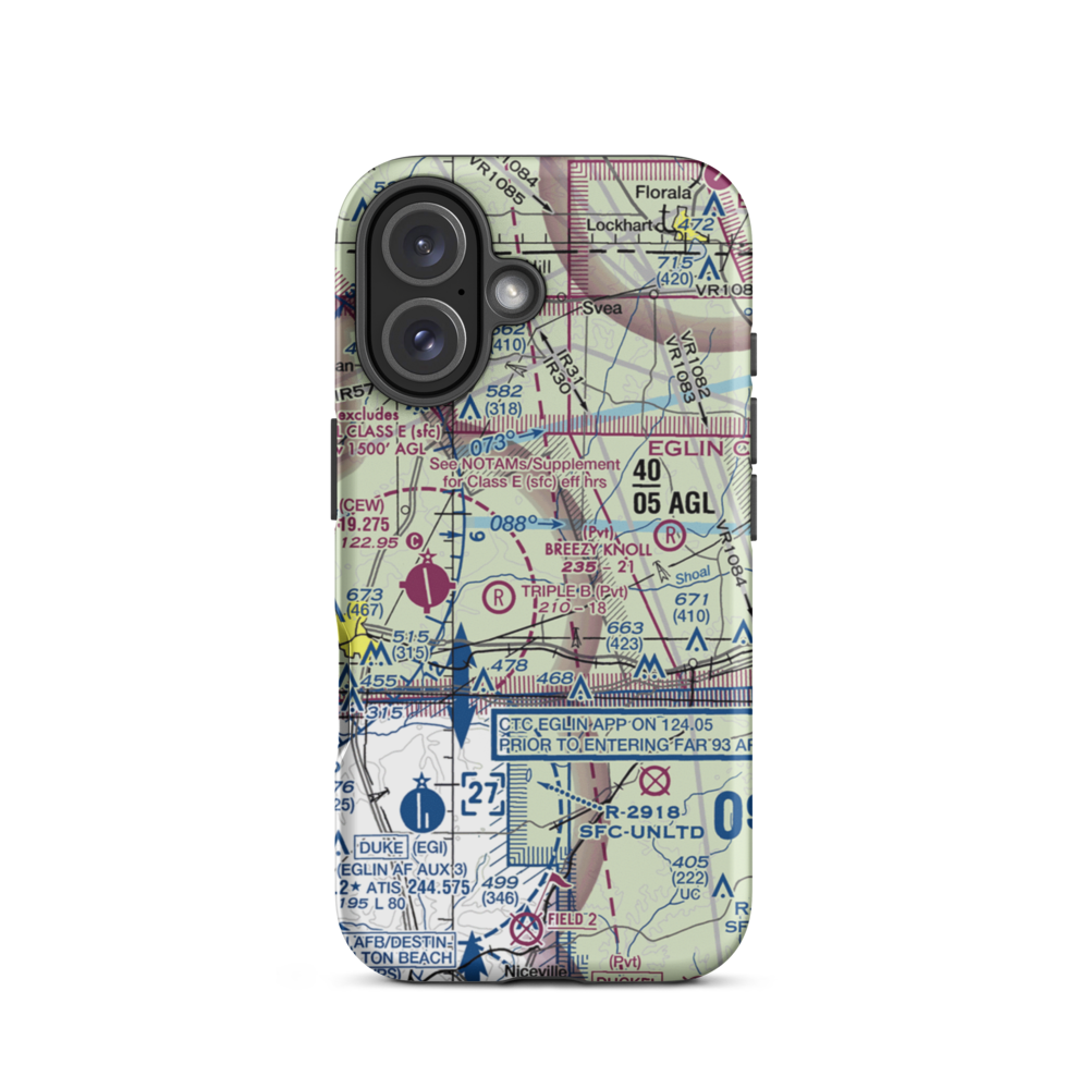 The Funny Farm Airport (FD03) VFR Sectional  Tough iPhone Case iPhone 16 model shown