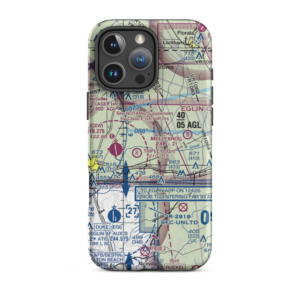 The Funny Farm Airport (FD03) VFR Sectional  Tough iPhone Case iPhone 16 Pro Max model shown