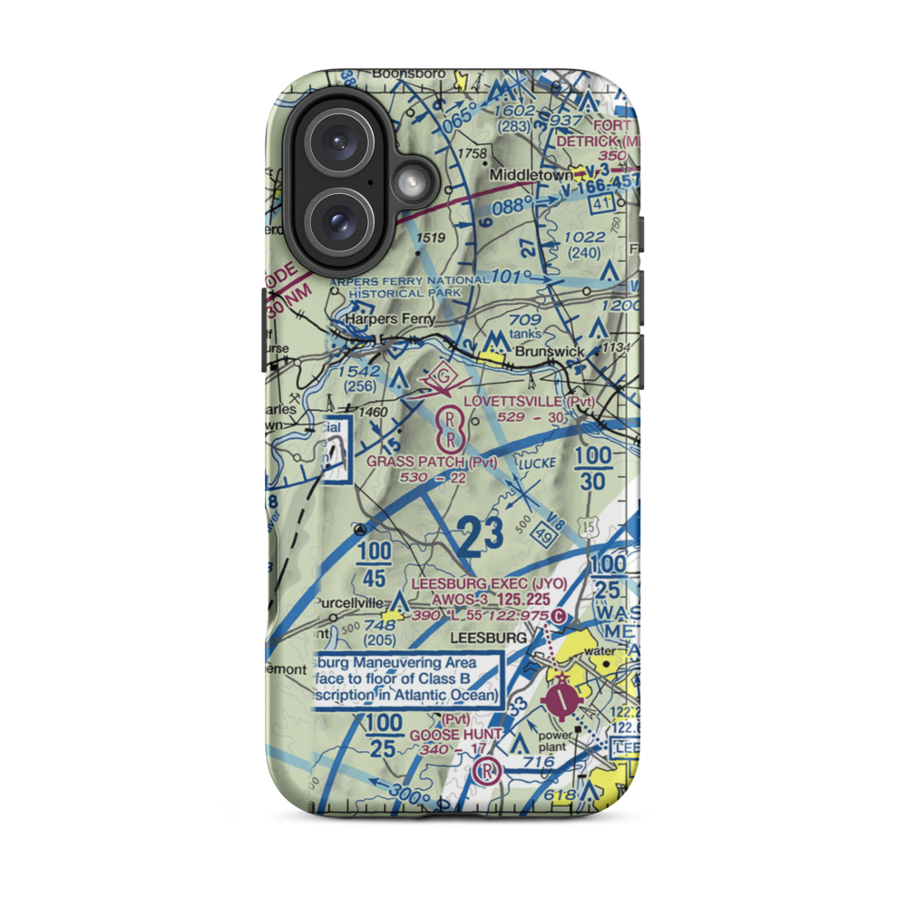 The Grass Patch Airport (VA62) VFR Sectional  Tough iPhone Case iPhone 16 Plus model shown