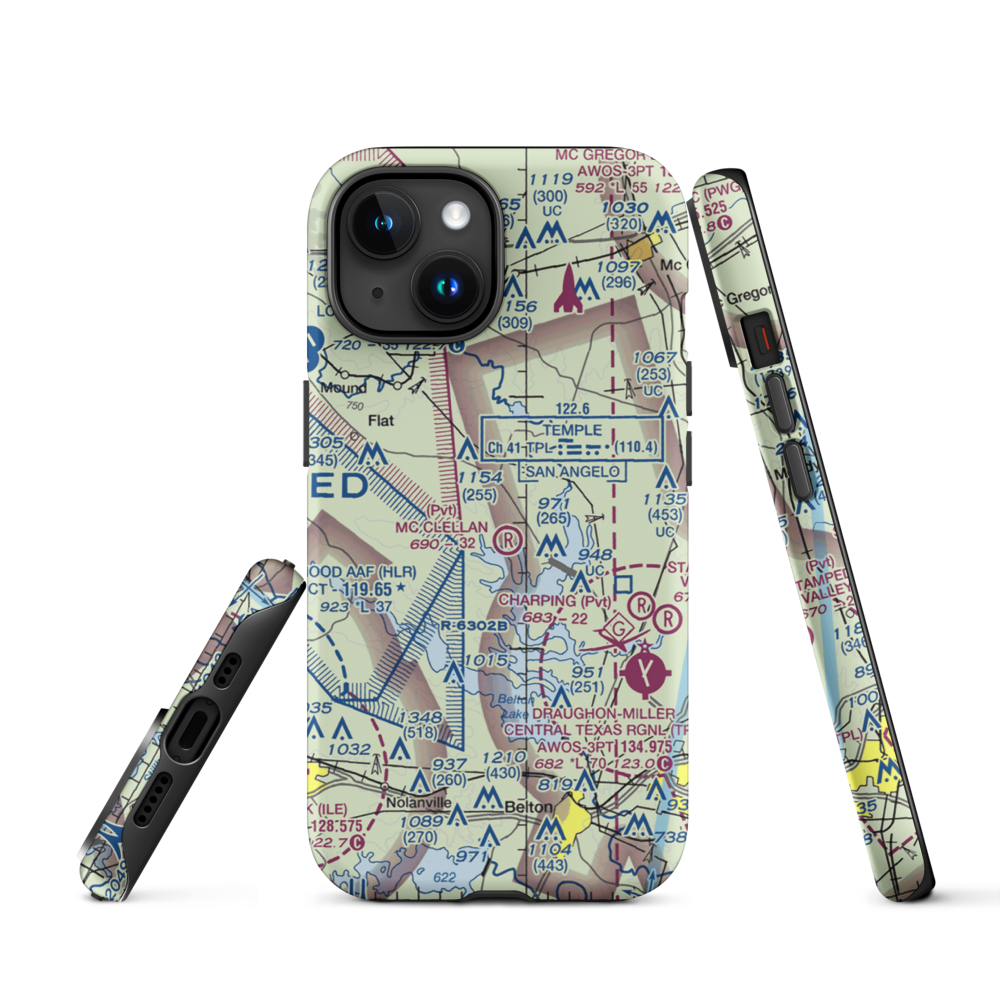 The Grove/Ranch Airport (23TX) VFR Sectional  Tough iPhone Case iPhone 15 model shown