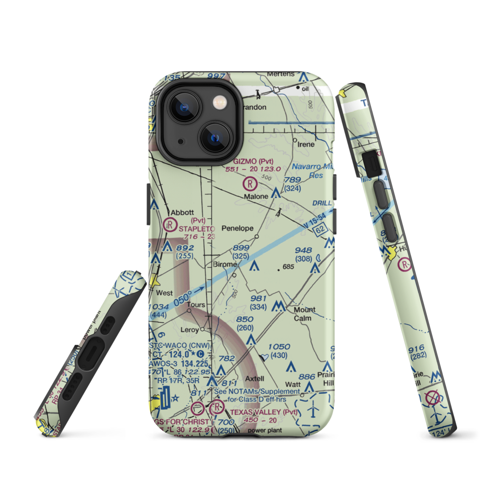 The Landing Airport (9XS1) VFR Sectional  Tough iPhone Case iPhone 14 model shown