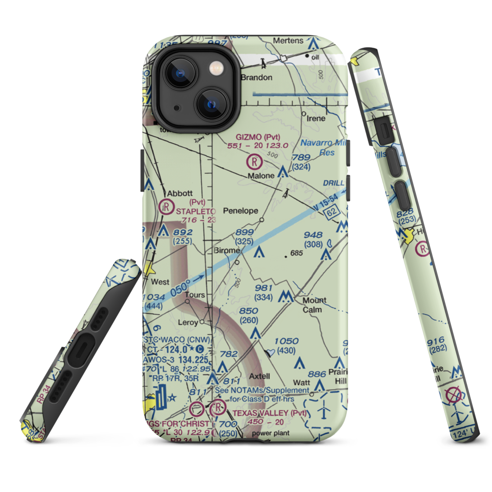 The Landing Airport (9XS1) VFR Sectional  Tough iPhone Case iPhone 14 Plus model shown