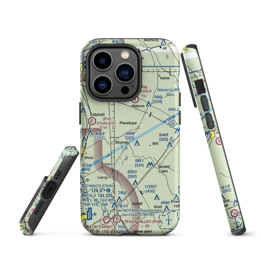 The Landing Airport (9XS1) VFR Sectional  Tough iPhone Case iPhone 14 Pro model shown