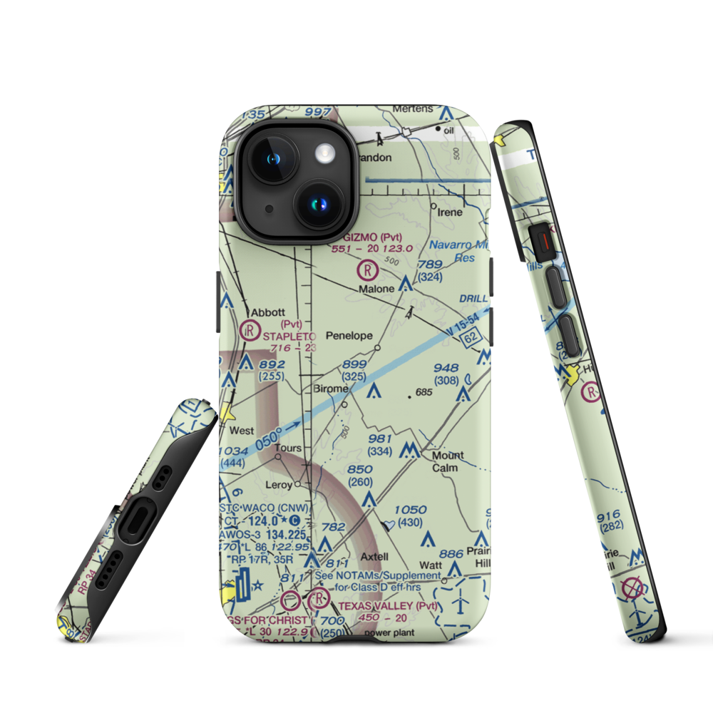 The Landing Airport (9XS1) VFR Sectional  Tough iPhone Case iPhone 15 model shown
