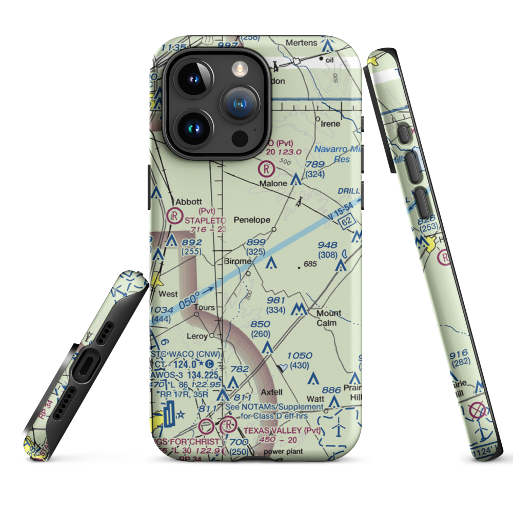 The Landing Airport (9XS1) VFR Sectional  Tough iPhone Case iPhone 15 Pro Max model shown