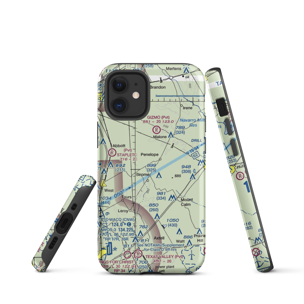 The Landing Airport (9XS1) VFR Sectional  Tough iPhone Case iPhone 12 mini model shown