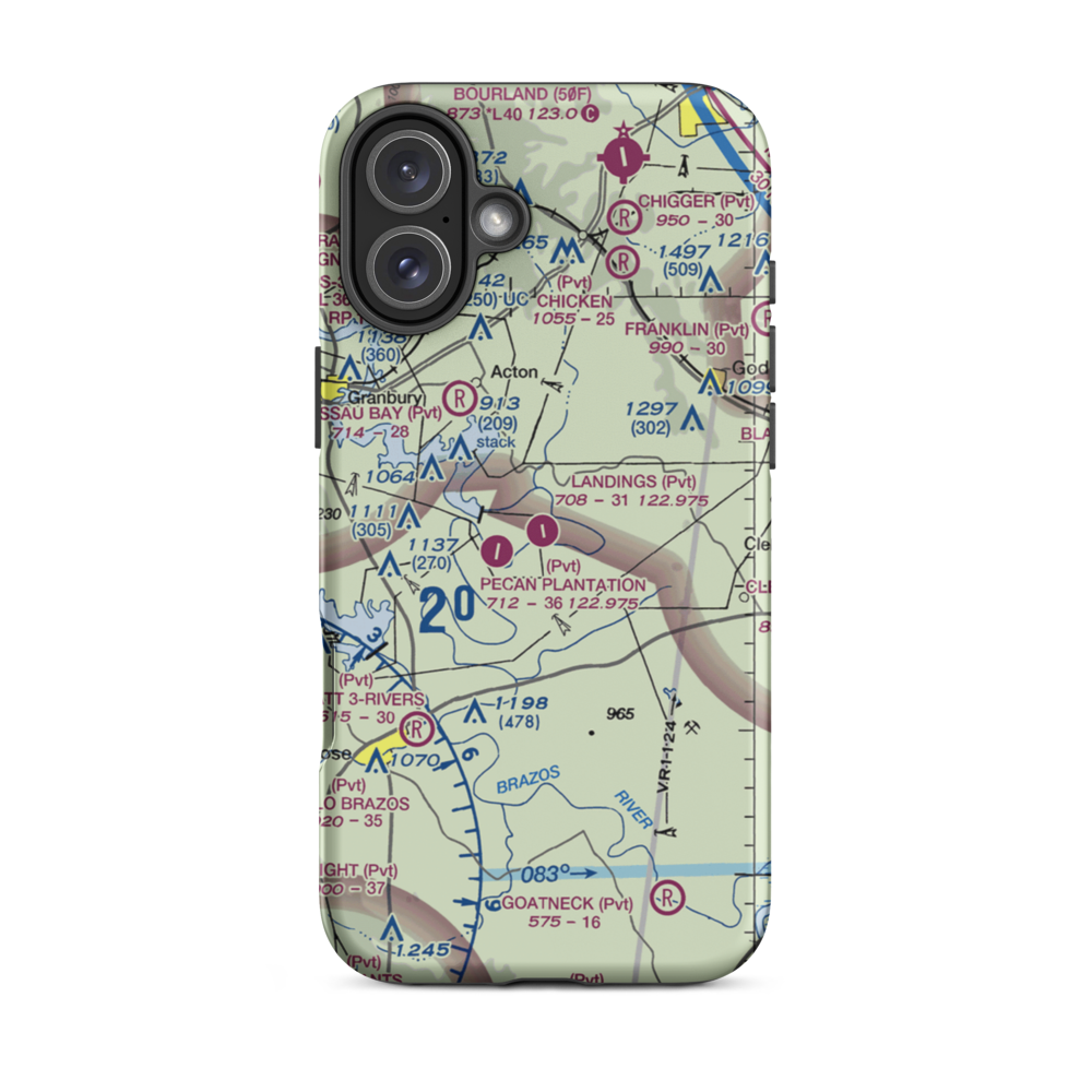 The Landings Airport (66TE) VFR Sectional  Tough iPhone Case iPhone 16 Plus model shown