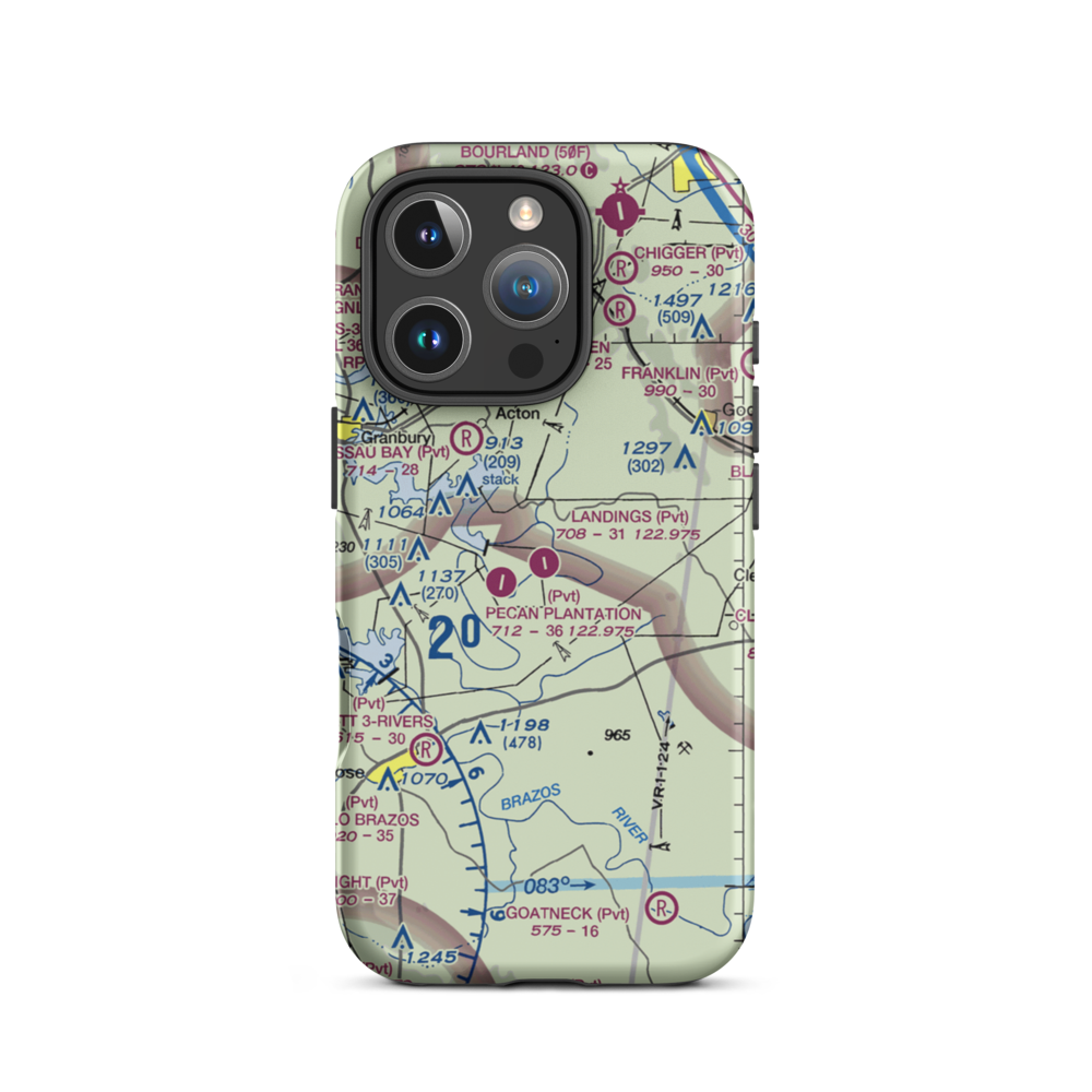 The Landings Airport (66TE) VFR Sectional  Tough iPhone Case iPhone 16 Pro model shown