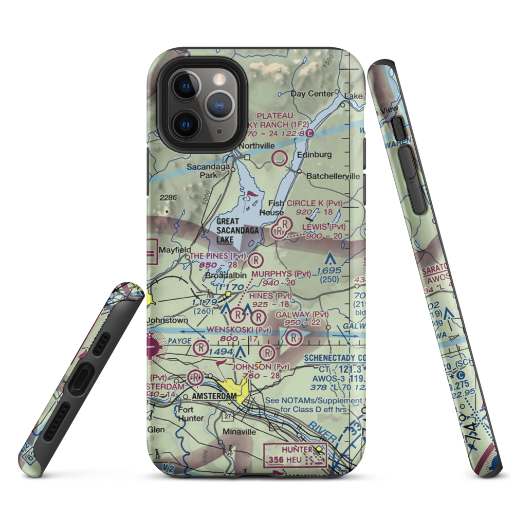 The Pines Airport (NY64) VFR Sectional  Tough iPhone Case iPhone 11 Pro Max model shown