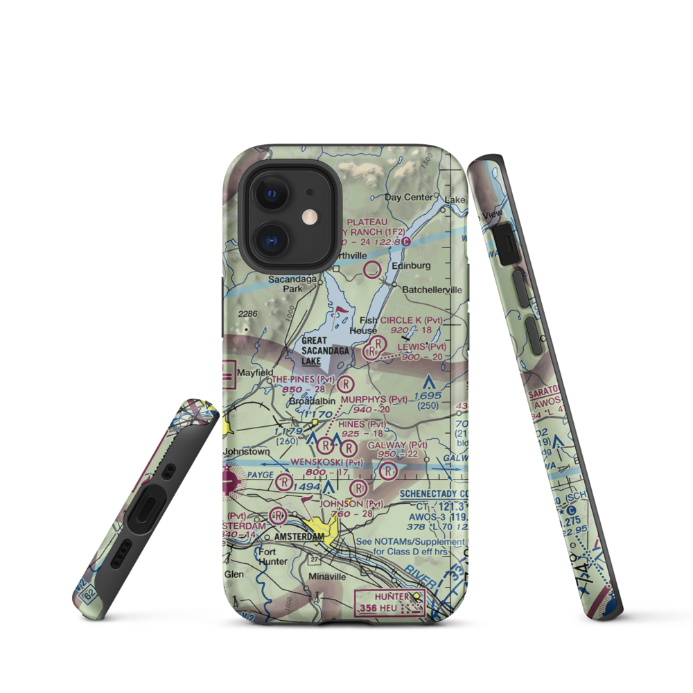 The Pines Airport (NY64) VFR Sectional  Tough iPhone Case iPhone 12 mini model shown