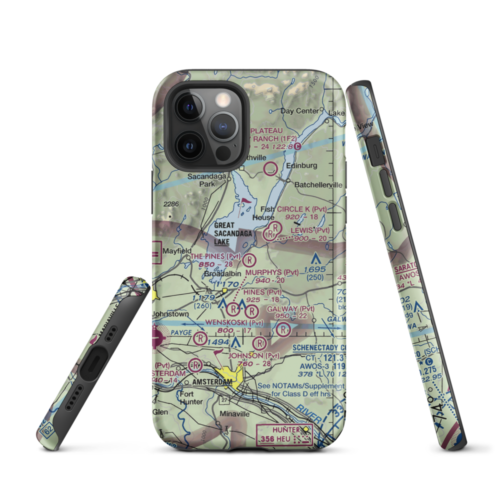 The Pines Airport (NY64) VFR Sectional  Tough iPhone Case iPhone 12 Pro model shown