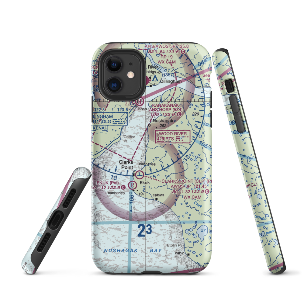 The Queens Airport (93AK) VFR Sectional  Tough iPhone Case iPhone 11 model shown