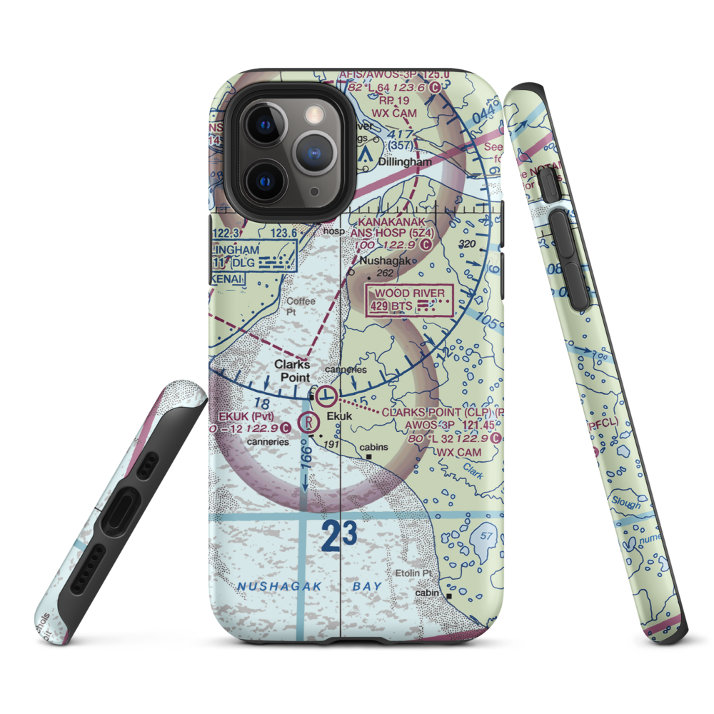 The Queens Airport (93AK) VFR Sectional  Tough iPhone Case iPhone 11 Pro model shown