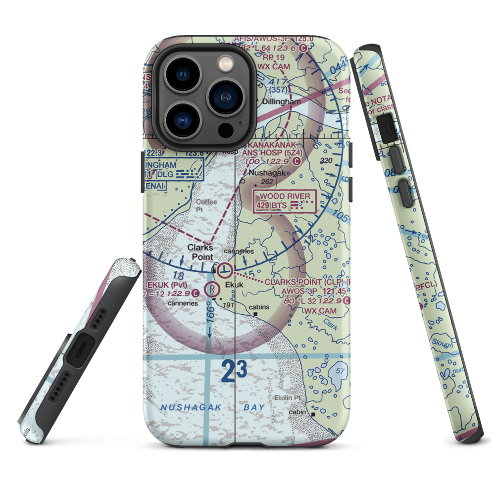 The Queens Airport (93AK) VFR Sectional  Tough iPhone Case iPhone 13 Pro Max model shown