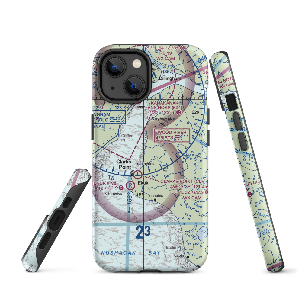 The Queens Airport (93AK) VFR Sectional  Tough iPhone Case iPhone 14 model shown