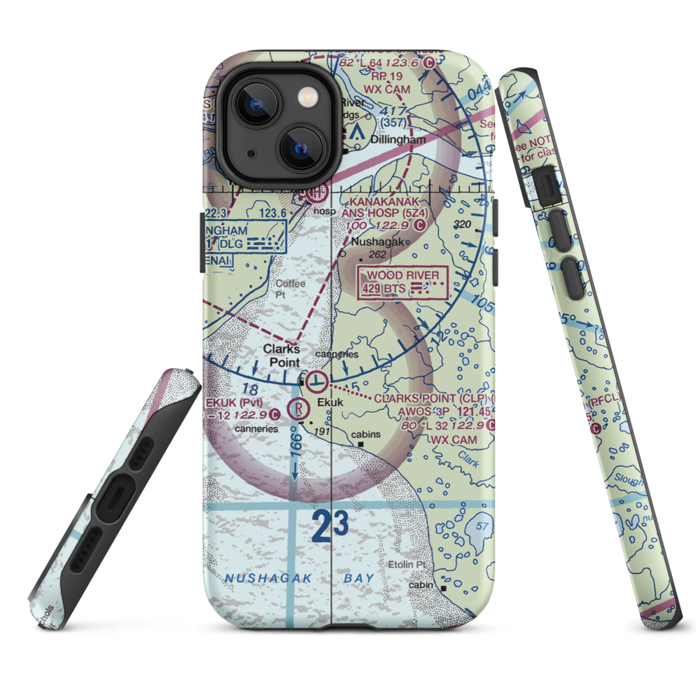 The Queens Airport (93AK) VFR Sectional  Tough iPhone Case iPhone 14 Plus model shown