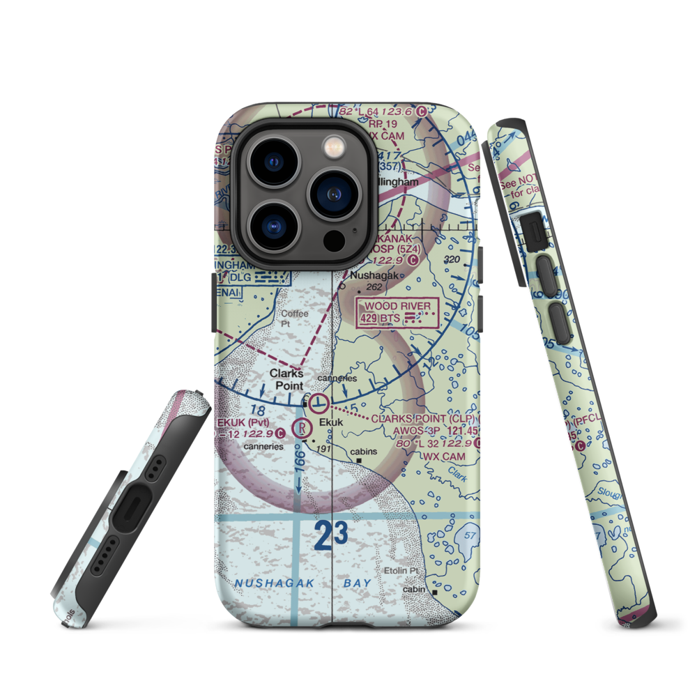 The Queens Airport (93AK) VFR Sectional  Tough iPhone Case iPhone 14 Pro model shown