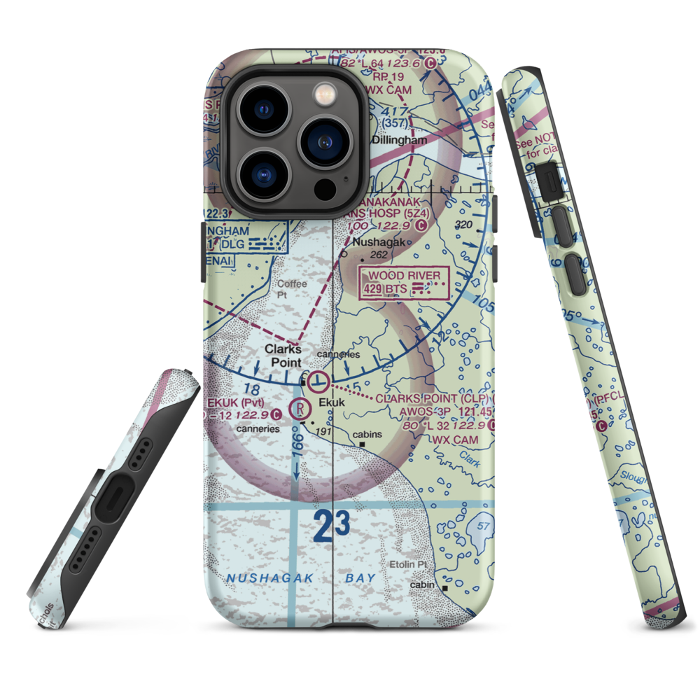 The Queens Airport (93AK) VFR Sectional  Tough iPhone Case iPhone 14 Pro Max model shown