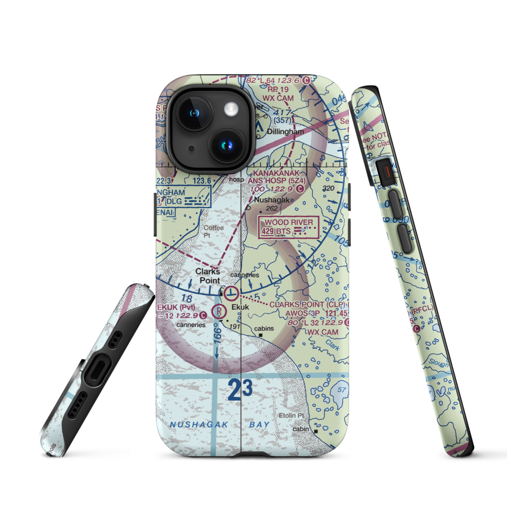 The Queens Airport (93AK) VFR Sectional  Tough iPhone Case iPhone 15 model shown
