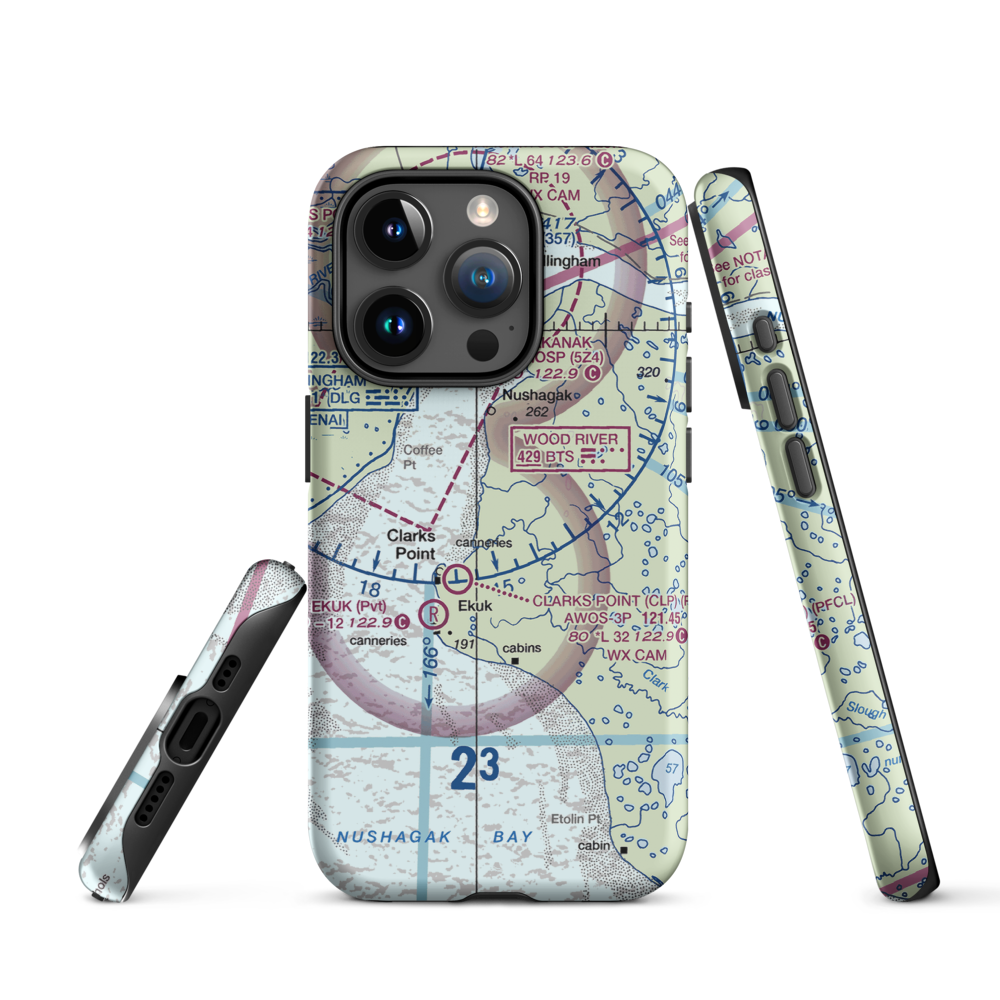 The Queens Airport (93AK) VFR Sectional  Tough iPhone Case iPhone 15 Pro model shown