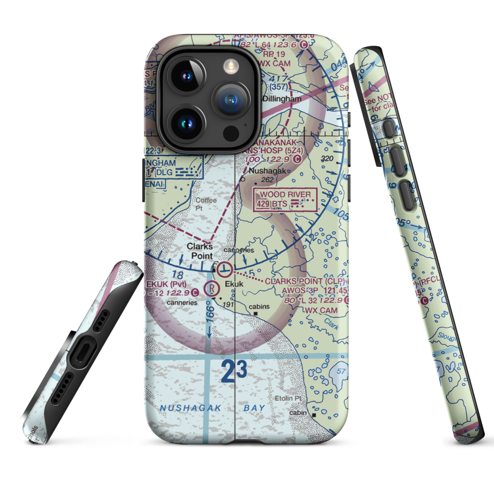 The Queens Airport (93AK) VFR Sectional  Tough iPhone Case iPhone 15 Pro Max model shown