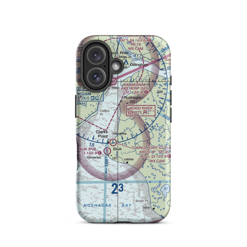 The Queens Airport (93AK) VFR Sectional  Tough iPhone Case iPhone 16 model shown