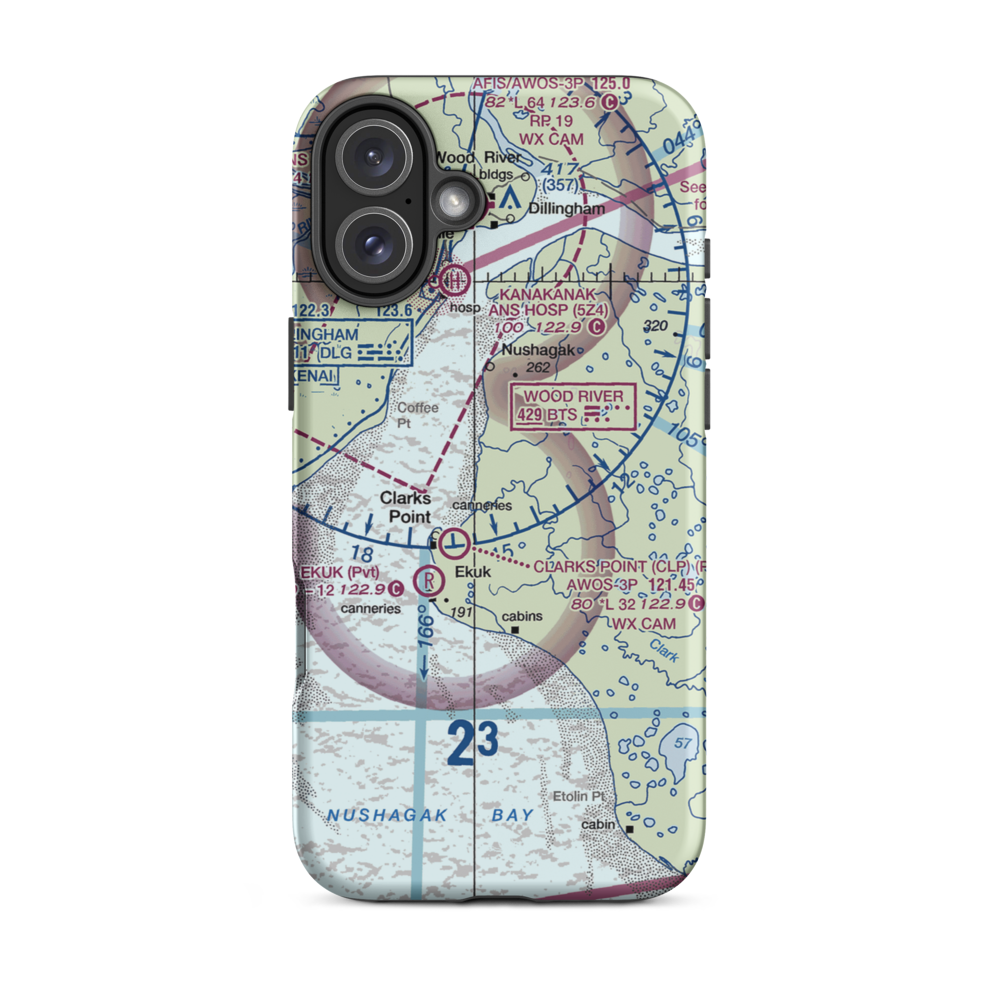 The Queens Airport (93AK) VFR Sectional  Tough iPhone Case iPhone 16 Plus model shown