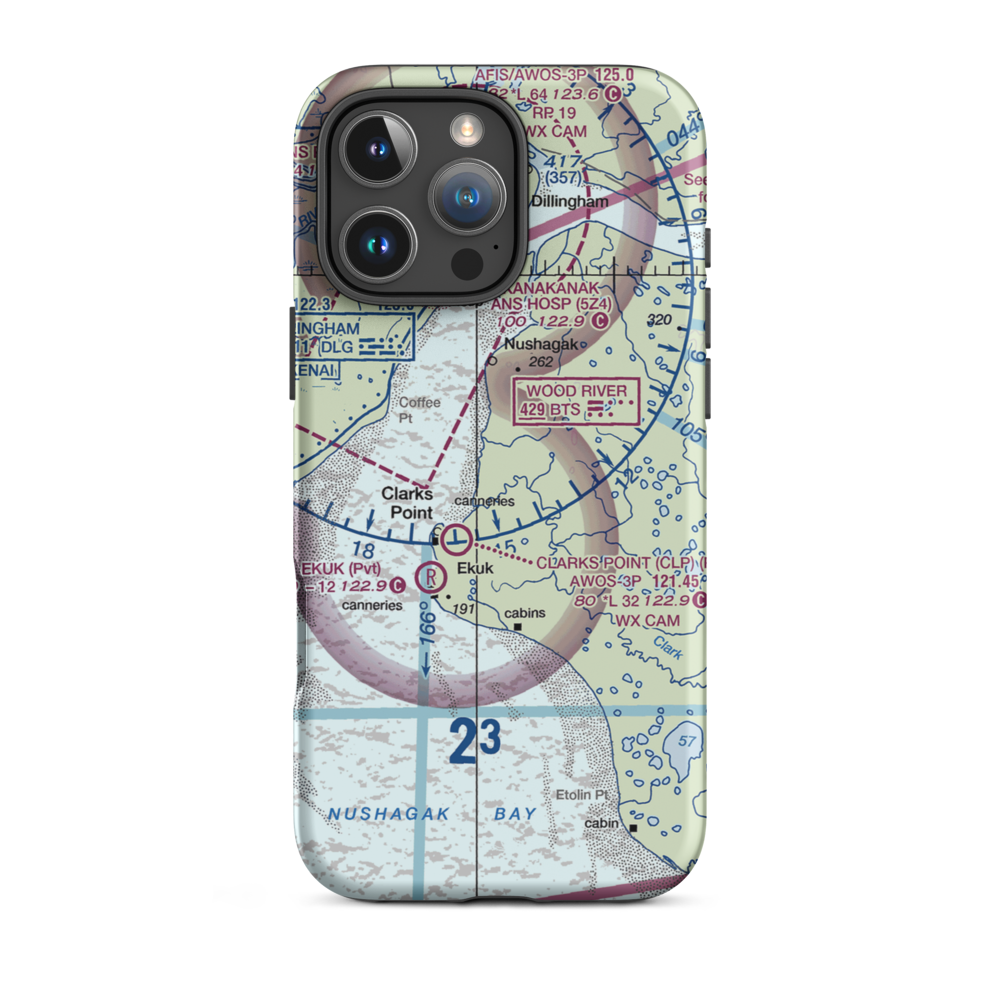 The Queens Airport (93AK) VFR Sectional  Tough iPhone Case iPhone 16 Pro Max model shown