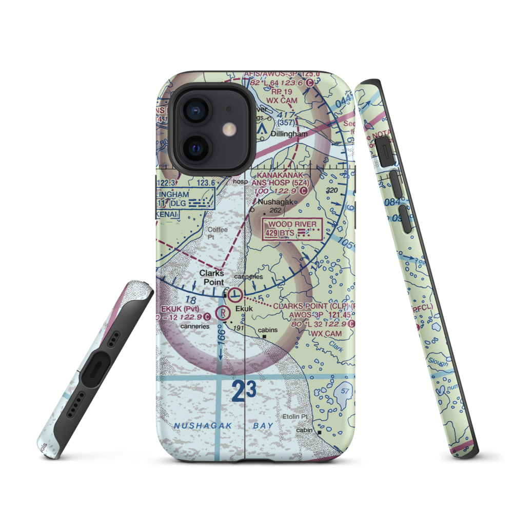 The Queens Airport (93AK) VFR Sectional  Tough iPhone Case iPhone 12 model shown