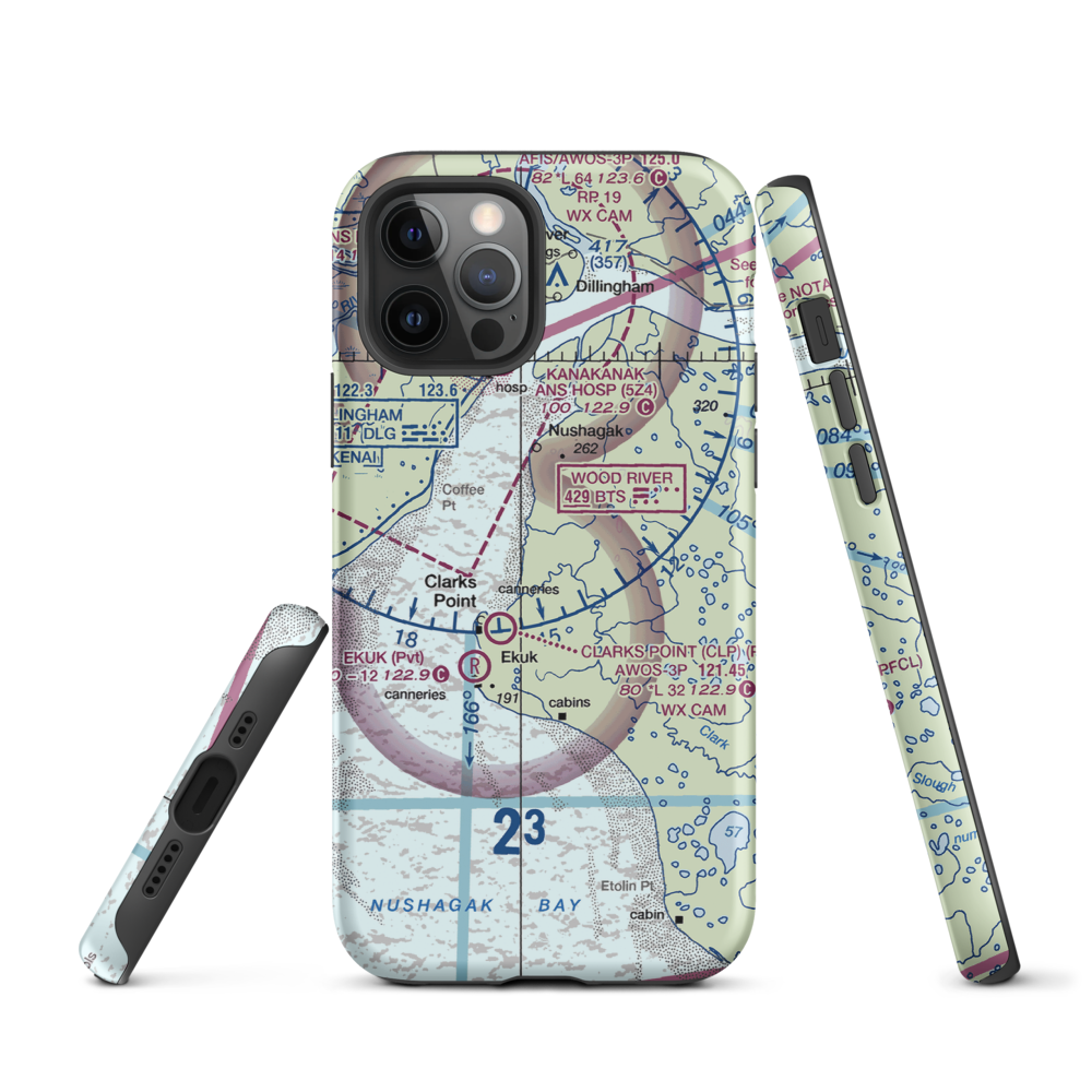 The Queens Airport (93AK) VFR Sectional  Tough iPhone Case iPhone 12 Pro model shown