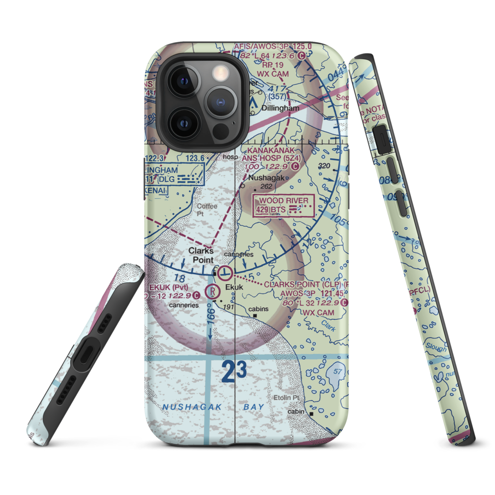 The Queens Airport (93AK) VFR Sectional  Tough iPhone Case iPhone 12 Pro Max model shown
